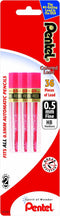 Pentel Refill Lead, 0.5mm, Fine, Red, 12 Pieces Per Tube, 3 Pack (PPR5BP3-K6)...