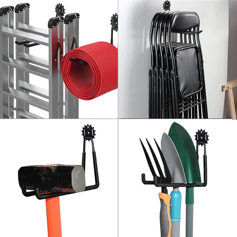 Garage Hooks 10 Pack, Heavy Duty Steel Tool Wall Storage Gear Hooks with Anti-Slip Coating, Wall Mount Holder for Bike, Ladder and Garden Tools (M...
