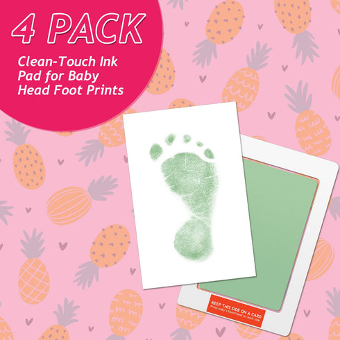 Outus 3 x 5 Inch Newborn Handprint and Footprint Paw Print Kit 4 Clean Touch Ink Pads 10 Imprint Cards Pet Inkless Hand and Feet Stamp for Dogs(Gr...