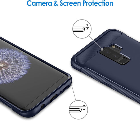 JETech Slim Fit Case for Samsung Galaxy S9+ Plus, Thin Phone Cover with Shock-Absorption and Carbon Fiber Design (Blue)...