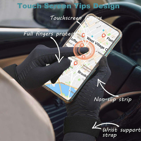 Copper Arthritis Gloves with Adjustable Wrist Strap for Women Men, Full Finger Compression Gloves for Arthritis, Carpal Tunnel, Pain Relief, Swell...