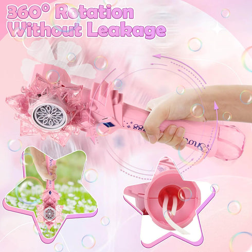 Bubble Wands Toys for 4 Year Old Girls: Princess Wand Gifts for 3 Year Old Girl Handheld Bubble Machine for Kids Birthday Gift for 3 Year Old Girl...