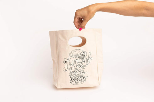 Organic Cotton Canvas Lunch Bag - Eco Friendly & Machine Washable | Perfect for Men, Women & Kids | Reusable Lunch Tote for Work, School - Easy to...