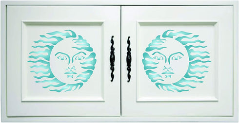 Vintage Sun Stencil, 14 x 12 inch (L) - Celestial Art Nouveau Deco Wall Stencils for Painting Template...