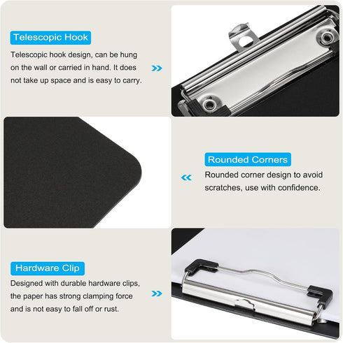 PATIKIL 12.4 x 8.86 Inch Clipboard Landscape, 2 Pack A4 PP Plastic Office Clipboards Low Profile Clip for Office Drawing Sketching, Black...