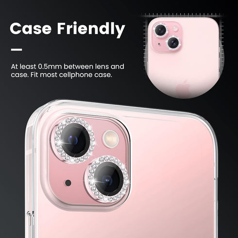 Tensea for iPhone 15 / iPhone 15 Plus Camera Lens Protector, 9H Tempered Glass Camera Cover Screen Protector, HD Clear, Metal Individual Ring for ...