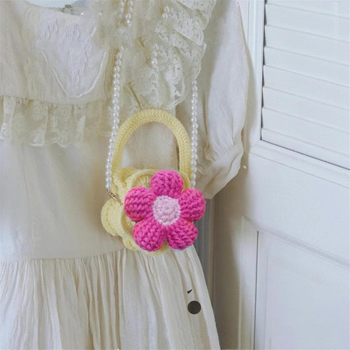 Car Rear View Mirror Accessories, Cute Crochet Flower Car Decor, Handmade Knitted Car Hanging Accessories for Women ?Pink?...