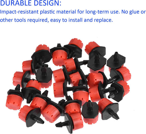 30 Pack Irrigation Dripper Sprinklers - Gardens Lawn 360 Degree Adjustable Emitter Dripper with 8 Holes Apply to Watering System (24mm Red, Black)...