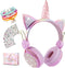 Unicorn Wireless Headphones for Kids,Cat Ear Bluetooth 5.0 Over Ear Headphones with Microphone for Cellphone/iPad/Laptop/PC/TV/PS4/Xbox One, Folda...