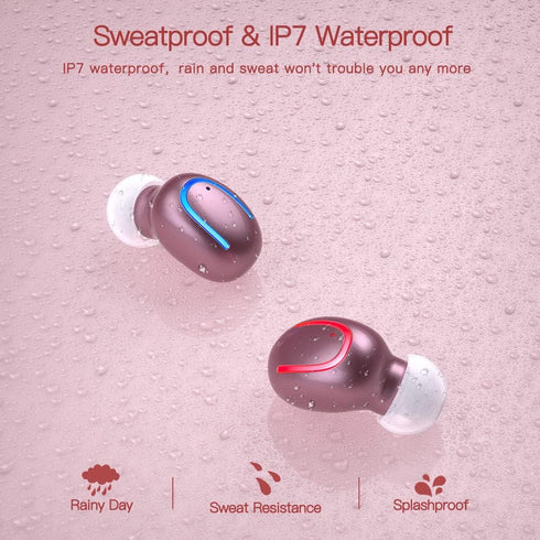True Wireless Earbuds for Small Ears, Bluetooth Headphones 48h Playtime IPX7 Waterproof Sport Headphones in-Ear, with Mic Noise Cancelling for iPh...