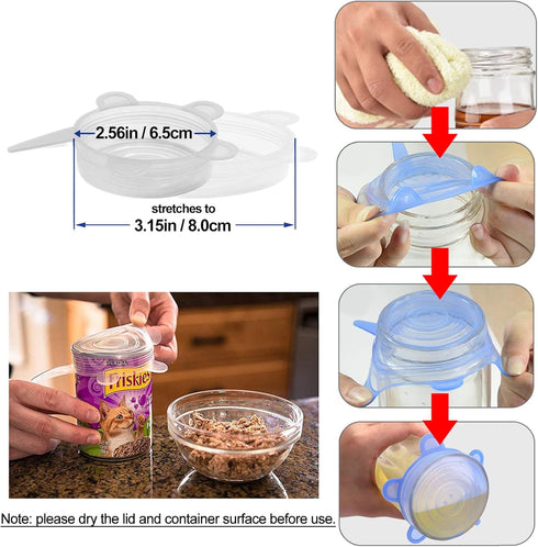 Adpartner Silicone Can Lids (10 Pack, All 2.6'' Diameter), Reusable Silicone Stretch Lids for Pet Food Cans, BPA-free Seal Can Covers for Yogurt J...