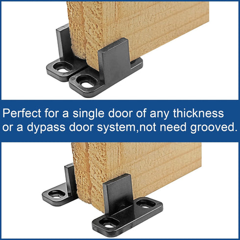 Black Sliding Barn Door Floor Guides Plastic Bypass Door Guide Hardware, 4-Pack...