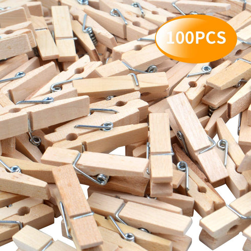 Wooden Craft Pegs, 100 Pieces of Natural Wooden Clothespins Photo Paper Peg Pin Craft Clips for Home School Arts Crafts Decoration - 3.5cm / 1.38 ...