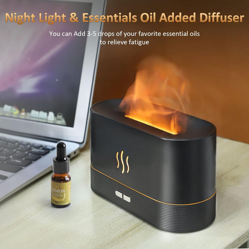 Flame Diffuser Humidifier-Auto off 180ml Essential Oil Diffuser-2 Modes Brightness Aroma Humidifier with Fire Flame Effect for Home,Office,Spa,Gym...