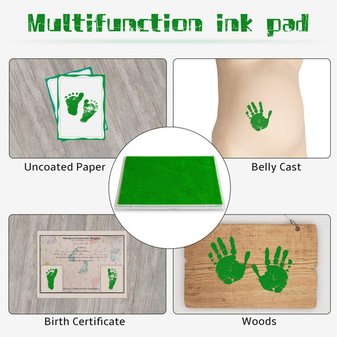Ink Pad, 5x4'' Washable Non-Toxic Ink Stamp Pad for Baby Footprint Handprint, Green...
