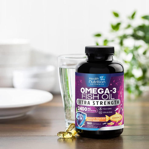 Fish Oil 2400 mg with Omega-3, EPA & DHA - Triple Strength Omega Supplement - Natural Support for Immune, Heart & Brain Health - Nature's Lemon Fl...