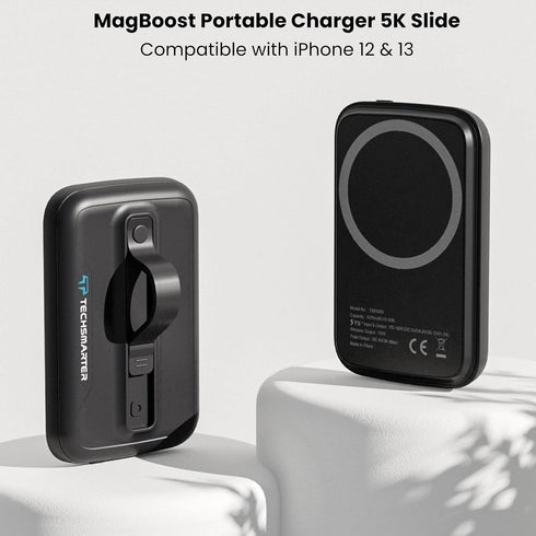 TECHSMARTER Magnetic Power Bank 5,000mAh, Wireless Portable Charger, 18W USB-C Fast Charging Battery Pack, Compatible with iPhone 12, 13, 14, 15 O...