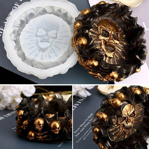 Resin Mold, Silicone Ashtray Mold Halloween Skull DIY Craft Gift Epoxy Resin Casting Molds Keletons Jewelry Storage Mould for Party, Home Decorati...