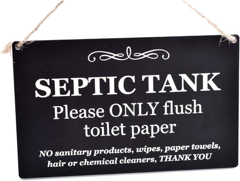 Stylish and Bold, Black and White, SEPTIC TANK Sign | Plaque | Notice for Toilet | Bathroom | W.C | only flush toilet paper | Information Notice |...
