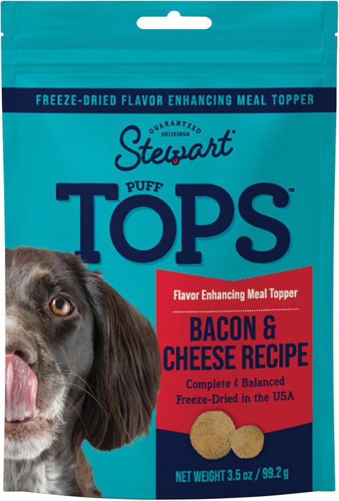 Stewart Freeze Dried Dog Food Topper, PuffTops, Made in USA with Real Bacon, Healthy, Natural, Freeze Dried Dog Treats, Delicious Dog Food Toppers...