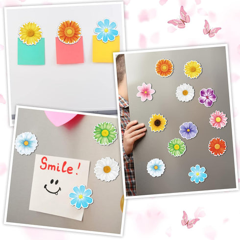 24 Pieces Flower Magnets Magnetic Flowers Seasonal Daisy Sunflower Magnet Decals Removable Colorful Magnets for Fridge Car......