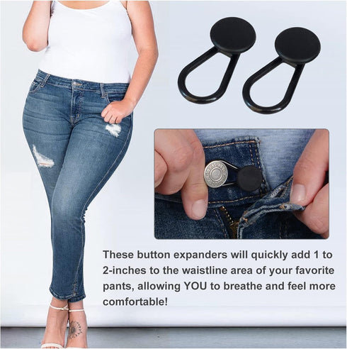 Strong Plastic Pants Button Extender Set 10 Packs Waist Extenders for Pant Waistband Stretcher for Men and Women’s Pants, Shorts, Skirts...