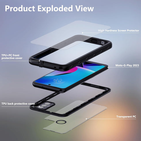 for Motorola Moto G Play 2023 Phone Case with Built-in Screen Protector, Waterproof Case Rugged Full Body Underwater Dustproof Shockproof Drop Pro...