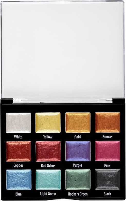 Soho Urban Artist Metallic Watercolors Set – 12 Vibrant Metallic Half Pans in Travel Case – Professional Shimmer Watercolor Paint Set for Artists,...