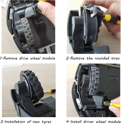 2 Pcs Wheel Tires Fits for IROBOT ROOMBA Series 500, 600, 700, 800,900 E5,I7,Anti-Slip Replacement Treads,Make your Roomba Trace Traction in High ...