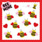 Whaline Valentine's Day Bee Bulletin Board Decorations Valentine Bee Mine Heart Cutouts Border Trim Love Style Cute Bee Decor with Glue Point for ...
