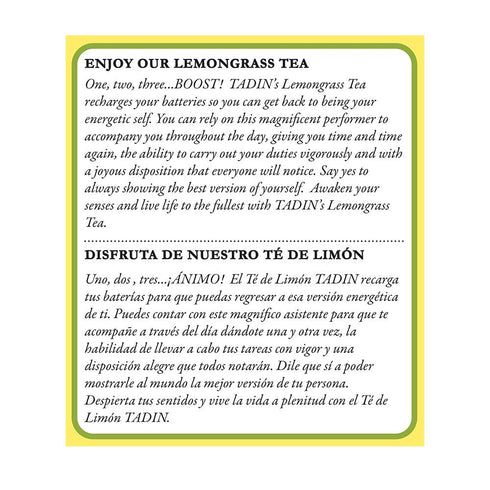 Lemongrass Lemon Tadin Tea - Te De Limon - Premium Tea for Nerves - PACK OF 2...