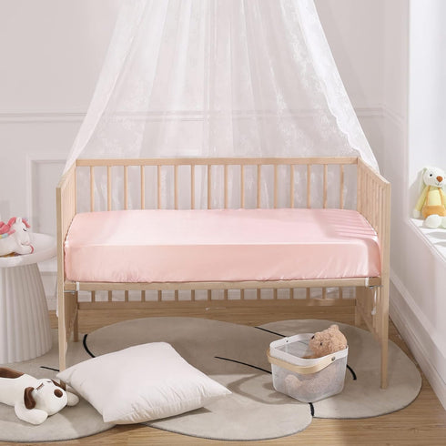 SiinvdaBZX 2 Pcs Satin Mini Crib Sheets 38 x 24In, Silky Soft Mini Portable Crib Sheets Mattress Cover Portable Playard Sheets with 5In Deep Pocke...