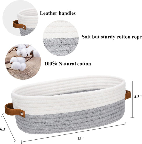 Bathroom Countertop Organizer Basket, Cotton Rope Woven Storage Basket Toilet Paper Decorative Basket for Bathroom, Bedroom, Living Room, Entryway...