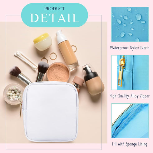 Remerry 6 Pcs Nylon Cosmetic Bag Travel Make up Pouch Toiletry Bag with Zipper Preppy Makeup Bag Waterproof Makeup Organizer Bag Set for Women Gir...