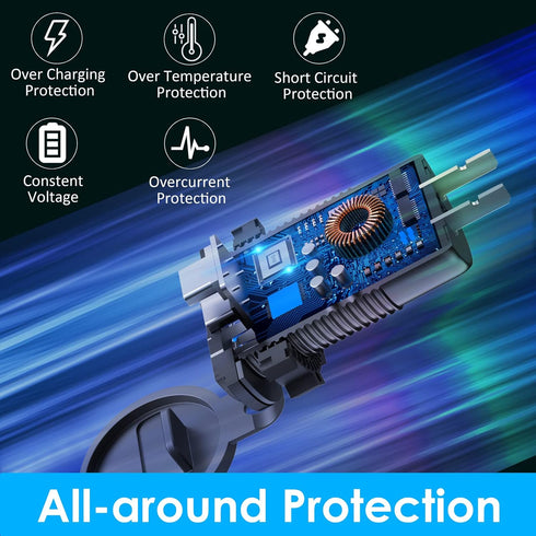 12V USB Outlet 78W for iPhone Qidoe Dual 60W PD&18W QC3.0 Dual USB Charger Socket with Switch Waterproof Aluminum Power Outlet for Marine Motorcyc...