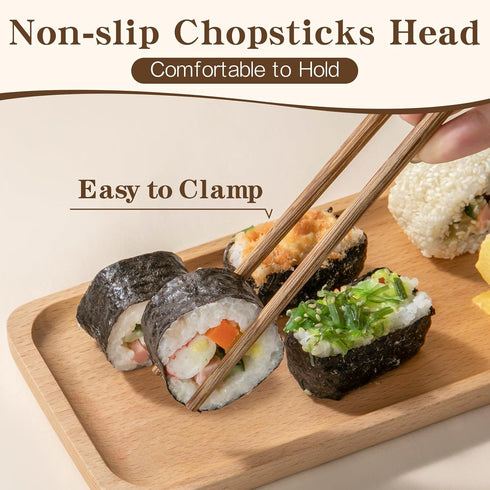 Chopsticks Reusable, Wooden Lucky Chopsticks Non-Slip, Chop Sticks Dishwasher Safe, Chinese Round Cooking Chopsticks for Sushi, Pasta, Asian Cuisi...