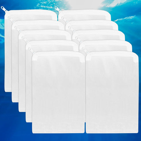 Segarty Filter Media Bags, 10PCS 11.7x7.8 Inch Aquarium Nylon Mesh Bags with Plastic Zipper, Fish Tank White Net Bags for Pellet Carbon, Bio Balls...