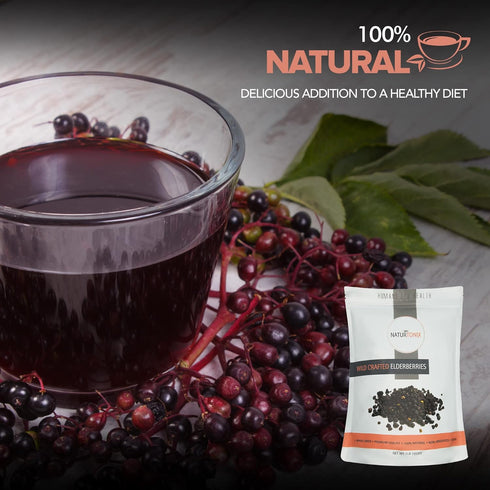 Naturtonix Whole Dried Elderberries, All Natural Immune Booster, Vegan, Gluten Free & Non-GMO, Vitamin C, Sambucus Nigra, For Making Tea, Syrup, J...