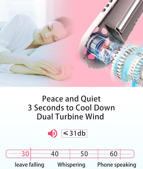 Ninetails Portable Neck Fan, 6000mAh Rechargeable Personal Fan, 360° Lightweight Wearable Fan, Low Noise 3 Speed Hands Free Fan, Hanging Headphone...