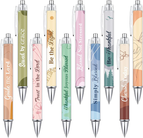 Tinlade 10 Pieces Christian Pens for Women Religious Ink Pens Inspirational Quotes Pens Bible Verse Ballpoint Pens Funny Office Pens Retractable I...