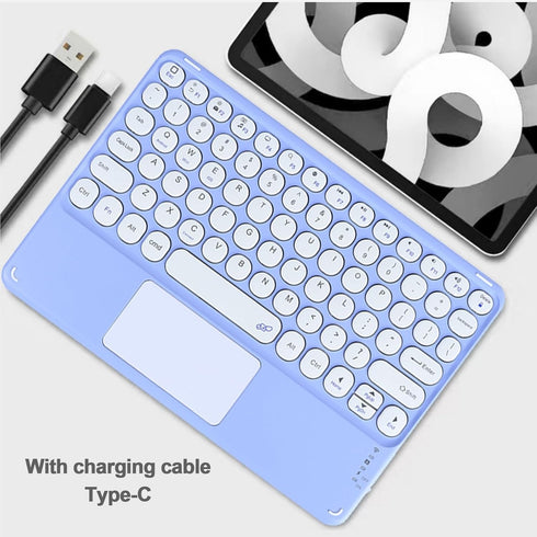 Wireless Keyboard with Touchpad,Ultra-Slim Portable Rechargeable Bluetooth Keyboard,Ipad Keyboard with Trackpad for OS Android Windows Devices(Pur...