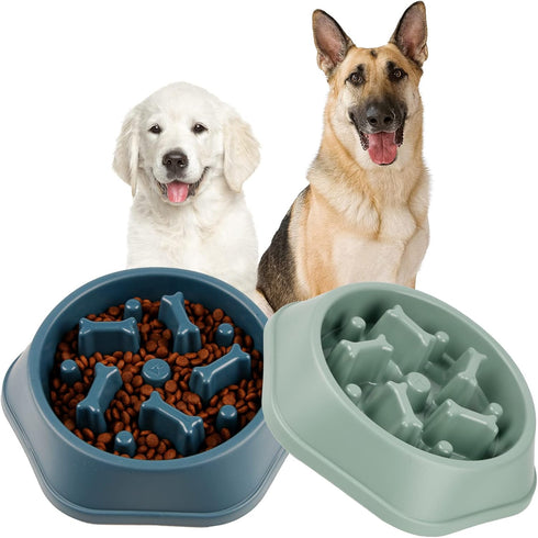 2 Packs Slow Feeder Dog Bowl, Puzzle Dog Food Bowl Anti-Gulping Interactive Dog Bowl for Small/Medium Sized Dogs (Blue&Green)...