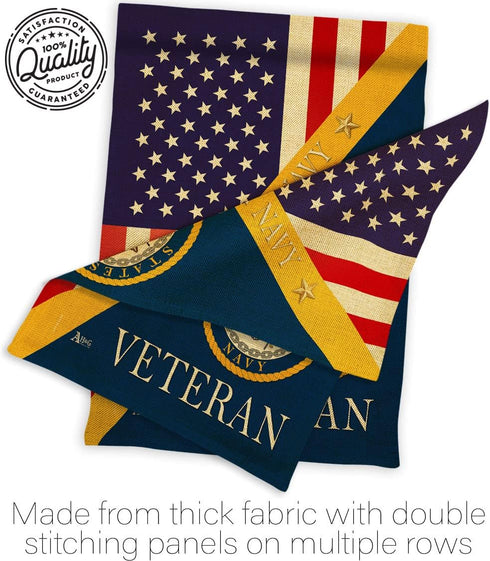 Home of Navy Burlap Garden Flag - Armed Forces USN Seabee United State American Military Veteran Retire Official - House Decoration Banner Small Y...