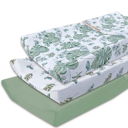 AMROSE 3 Pack Easy Care Changing Pad Covers, Ultra Soft Microfiber Diaper Change Table Sheets for Baby Boys and Girls, Leaf Collection...