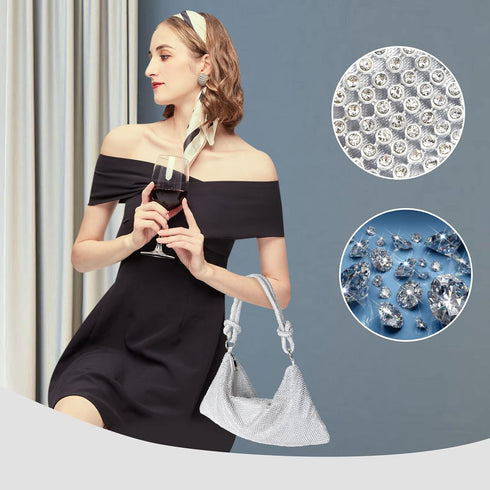 Valleycomfy Chic Rhinestone Purses for Women Sparkly Evening Handbag Bling Hobo Bag Shiny Silver Clutch Purse for Party...
