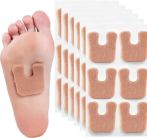 Horseshoe Pads for Feet 60 Pieces, Callus Cushions Moleskin for Feet Metatarsal Pads 3 in 1, Felt Foot Pads Callus Pads for Feet Bottom of Foot Si...