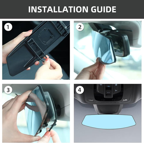 Car Rearview Mirror,Panoramic Wide Angle Reduce Blind Spots 12.6inch HD Universal Interior Rear Mirror for Cars,SUVs,Trucks,Vehicles Blue...