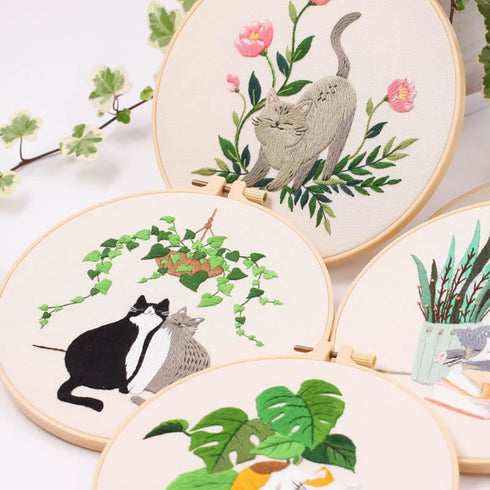 Highkick Cat Embroidery Kits for Beginners, Embroidery Kits for Adults, Easy Embroidery Kit...
