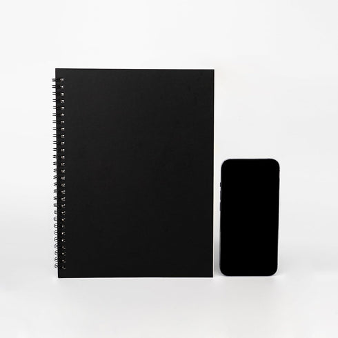 DSTELIN 10 inch x 7.5 inch, 100GSM, Blank Spiral Notebook, 3-Pack, Soft Cover, Sketch book, 100 Pages / 50 Sheets, with writing backboard, (Black)...