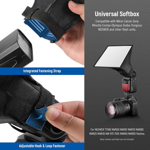 NEEWER Flash Diffuser Light Softbox 6" x 5", Universal, Collapsible with Storage Pouch Compatible with Canon Nikon Sony Godox Yongnuo NEEWER speed...